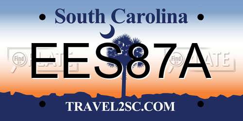 EES87A South Carolina License Plate