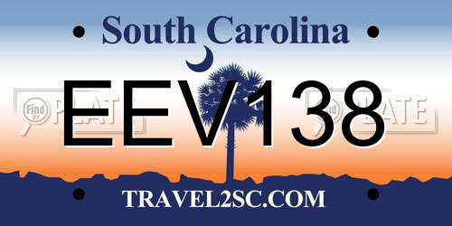EEV138 South Carolina License Plate