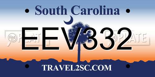 EEV332 South Carolina License Plate