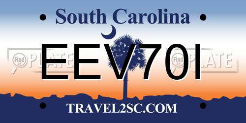 EEV70I South Carolina License Plate