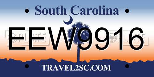 EEW9916 South Carolina License Plate
