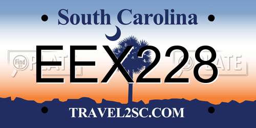 EEX228 South Carolina License Plate