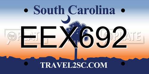 EEX692 South Carolina License Plate