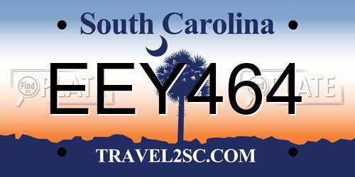 EEY464 South Carolina License Plate