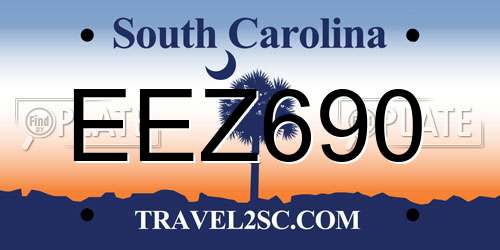 EEZ690 South Carolina License Plate