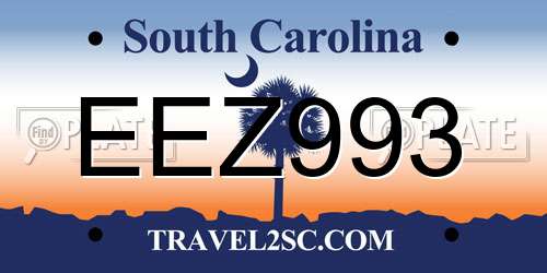 EEZ993 South Carolina License Plate