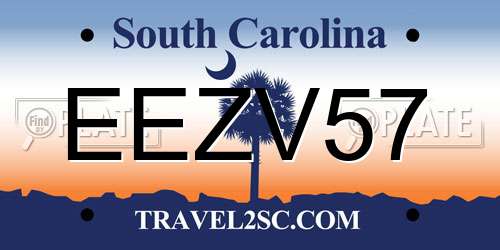 EEZV57 South Carolina License Plate