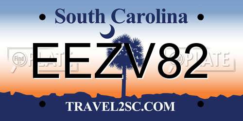 EEZV82 South Carolina License Plate
