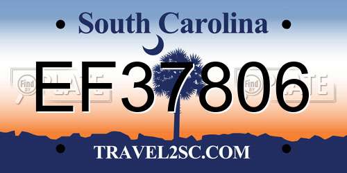 EF37806 South Carolina License Plate