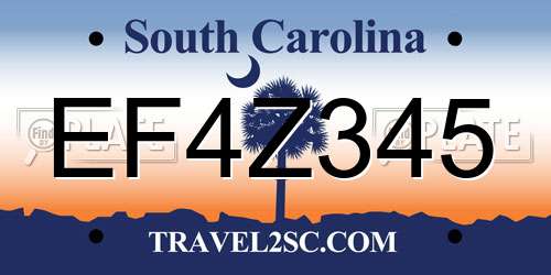 EF4Z345 South Carolina License Plate