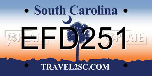 EFD251 South Carolina License Plate