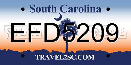 EFD5209 South Carolina License Plate