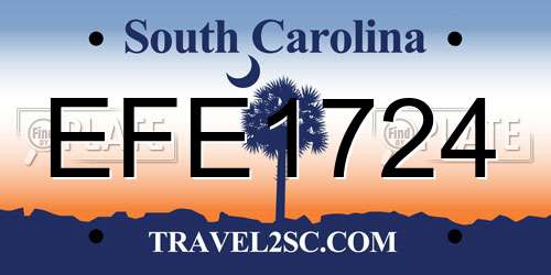 EFE1724 South Carolina License Plate