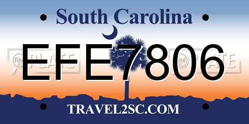 EFE7806 South Carolina License Plate