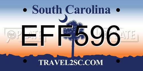 EFF596 South Carolina License Plate