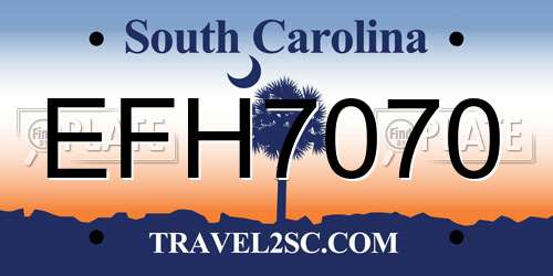 EFH7070 South Carolina License Plate