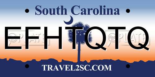 EFHTQTQ South Carolina License Plate