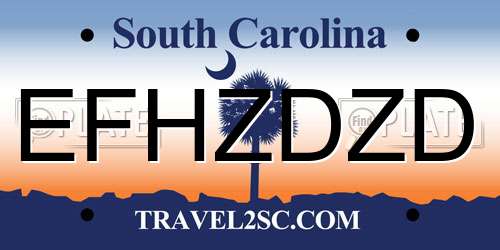 EFHZDZD South Carolina License Plate