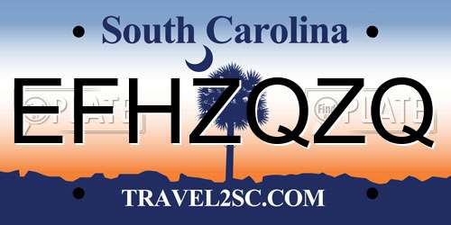 EFHZQZQ South Carolina License Plate