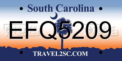 EFQ5209 South Carolina License Plate