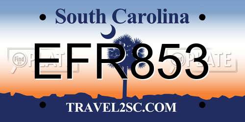 EFR853 South Carolina License Plate