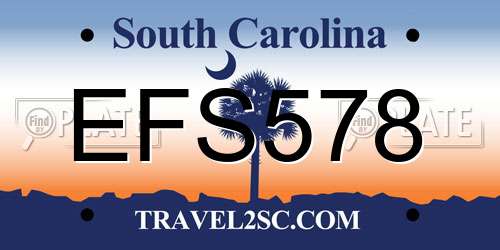 EFS578 South Carolina License Plate