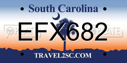 EFX682 South Carolina License Plate