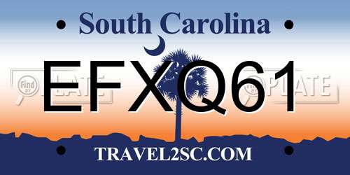 EFXQ61 South Carolina License Plate