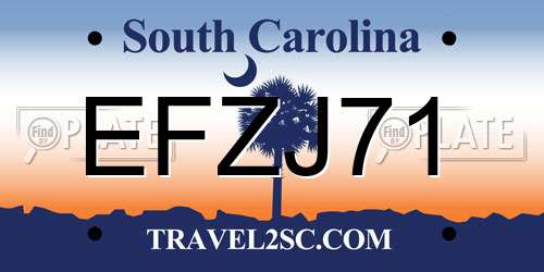 EFZJ71 South Carolina License Plate