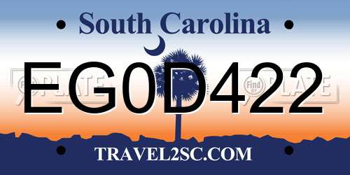 EG0D422 South Carolina License Plate