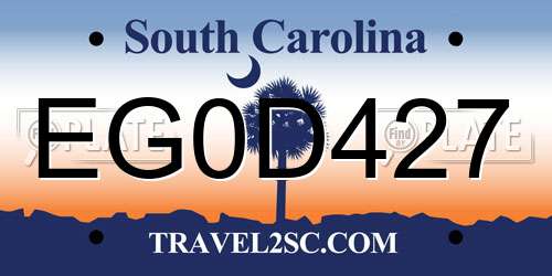 EG0D427 South Carolina License Plate