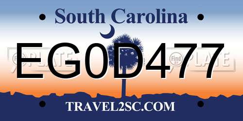 EG0D477 South Carolina License Plate