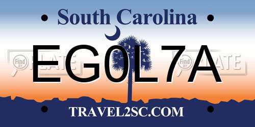 EG0L7A South Carolina License Plate