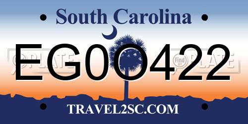 EG0O422 South Carolina License Plate