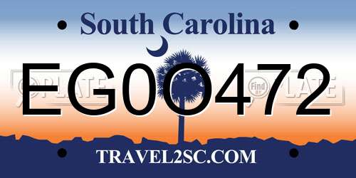 EG0O472 South Carolina License Plate