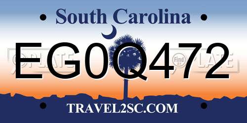 EG0Q472 South Carolina License Plate