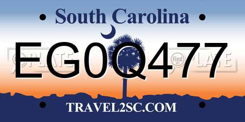EG0Q477 South Carolina License Plate