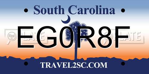 EG0R8F South Carolina License Plate
