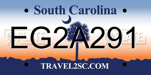 EG2A291 South Carolina License Plate