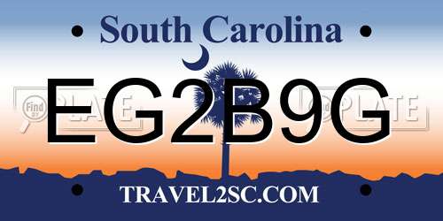 EG2B9G South Carolina License Plate