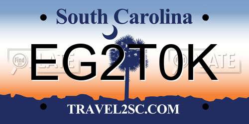 EG2T0K South Carolina License Plate