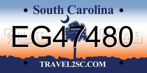 EG47480 South Carolina License Plate