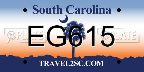 EG615 South Carolina License Plate