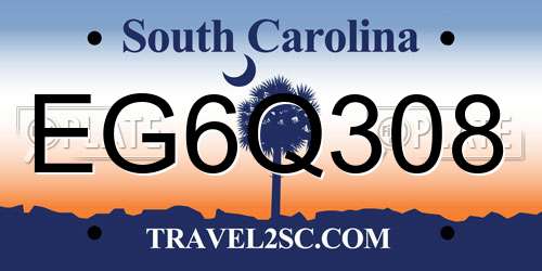 EG6Q308 South Carolina License Plate