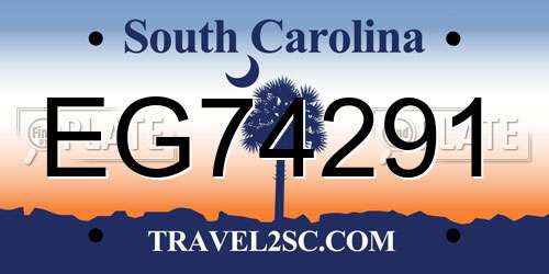 EG74291 South Carolina License Plate