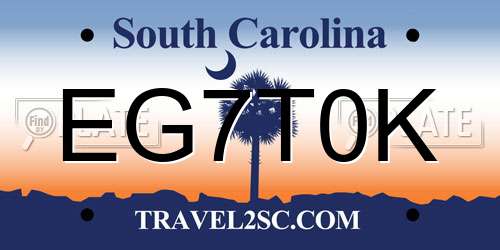 EG7T0K South Carolina License Plate