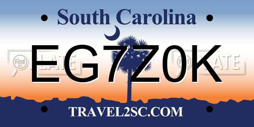 EG7Z0K South Carolina License Plate