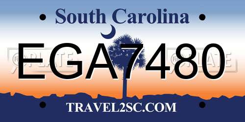 EGA7480 South Carolina License Plate