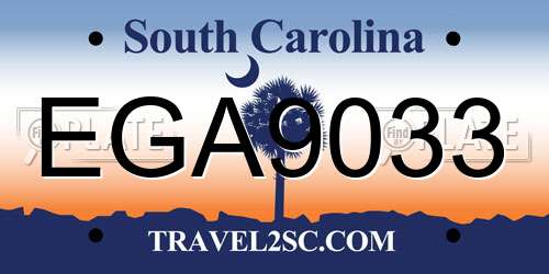 EGA9033 South Carolina License Plate
