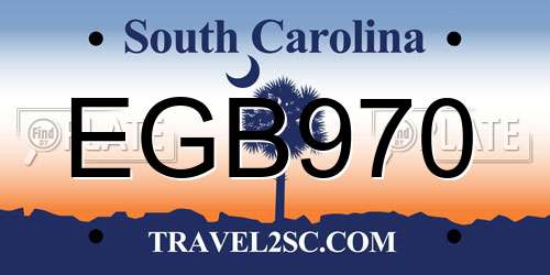 EGB970 South Carolina License Plate